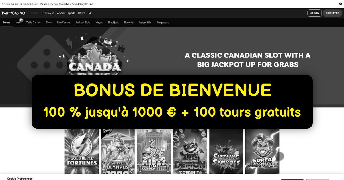 Party Casino France: Machines à sous top avec gros bonus